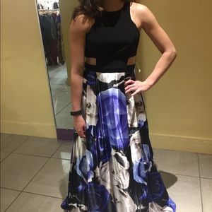 Black and Floral Prom Dress